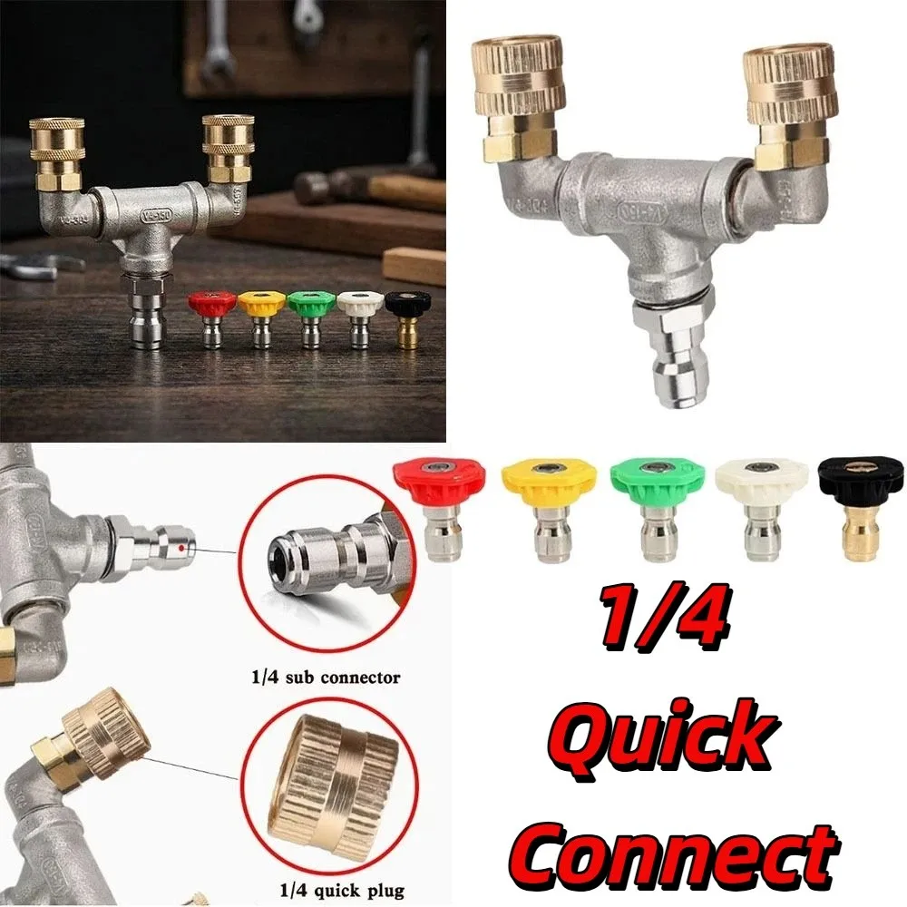1/4 Quick Connect High Pressure Washer Nozzle Colorless Tip Dual Spray Head Pressure Washer Nozzle Quick Connect Universal Fit