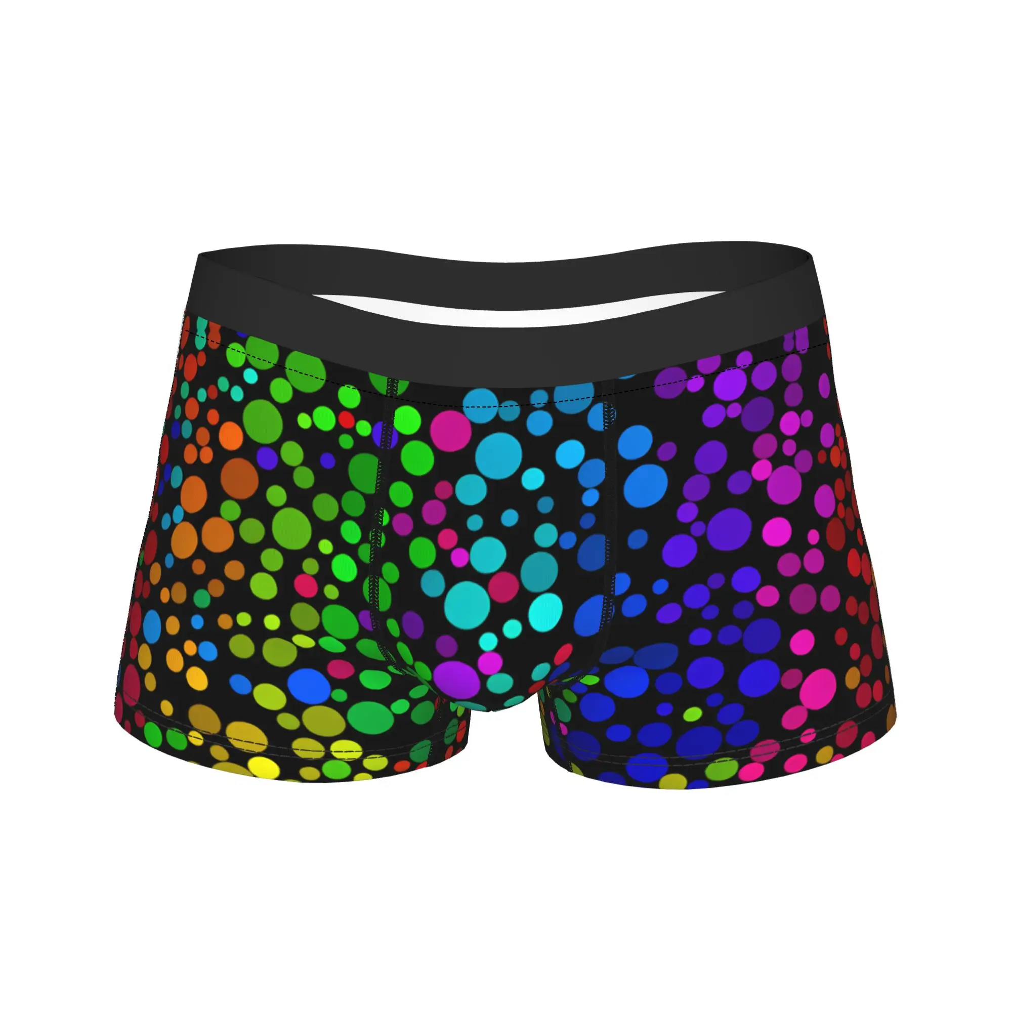 Rainbow Polka Dot Mosaic Print Boxer Brief  Underwear Trenky Males Funny Boxershorts Printed Large Size Panties