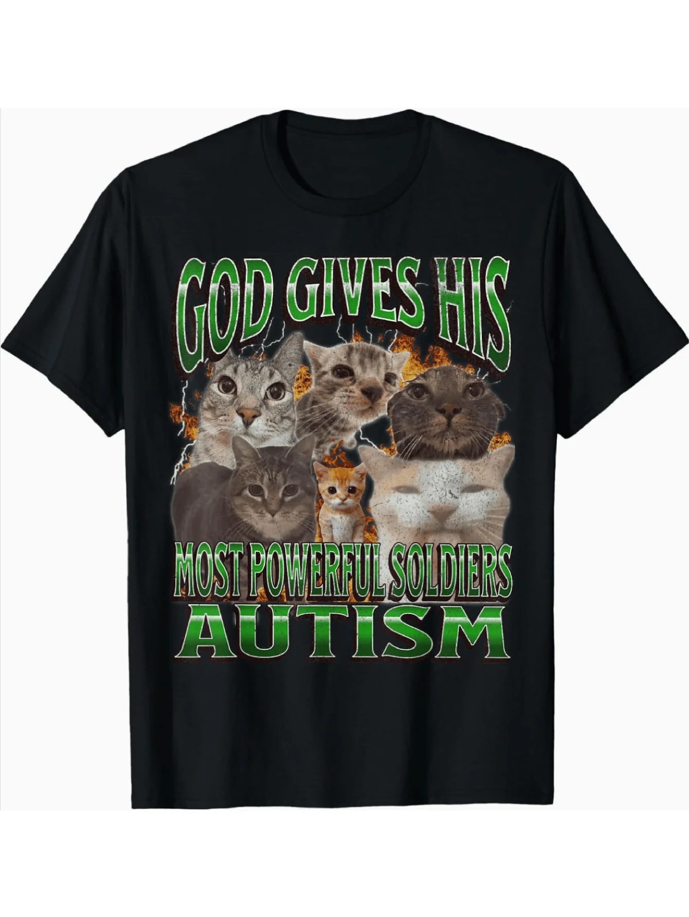 "God Gave Him The Strongest Warrior: Autism" Cat Printed Women's T-shirt Autism Awareness Promotional T-Shirt Women Clothing Y2K