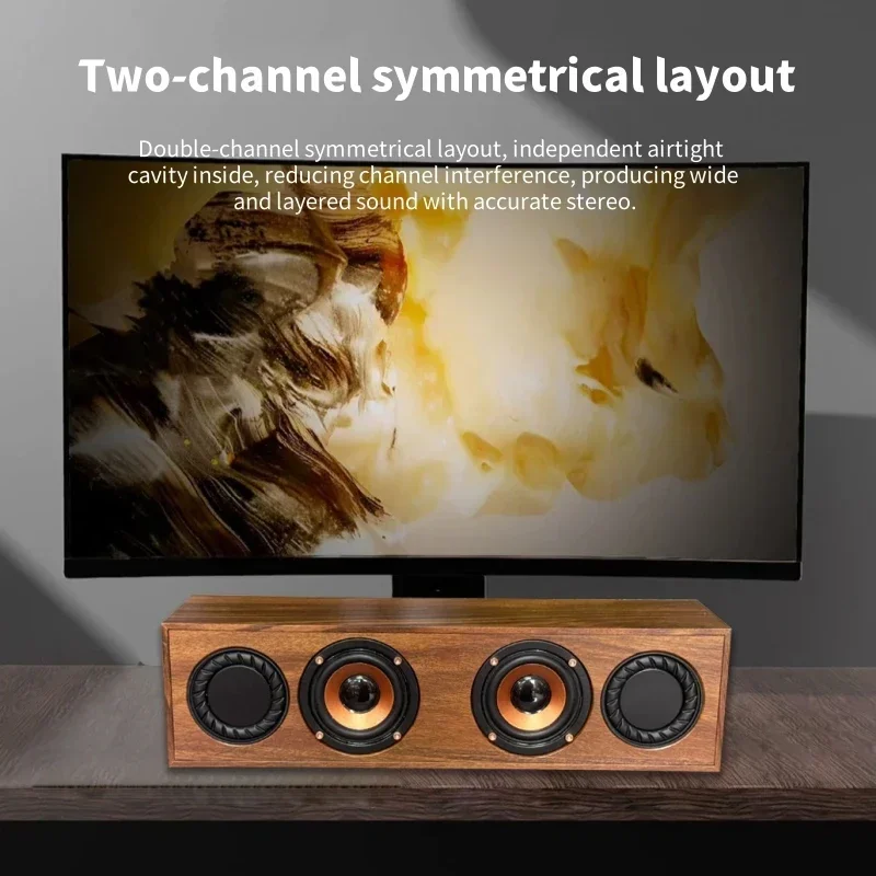 Portable Wireless Wooden Computer Audio Desktop Mega Bass Bluetooth 5.3 HIFI Game Speakers 4-unit Stereo Surround Sound Box