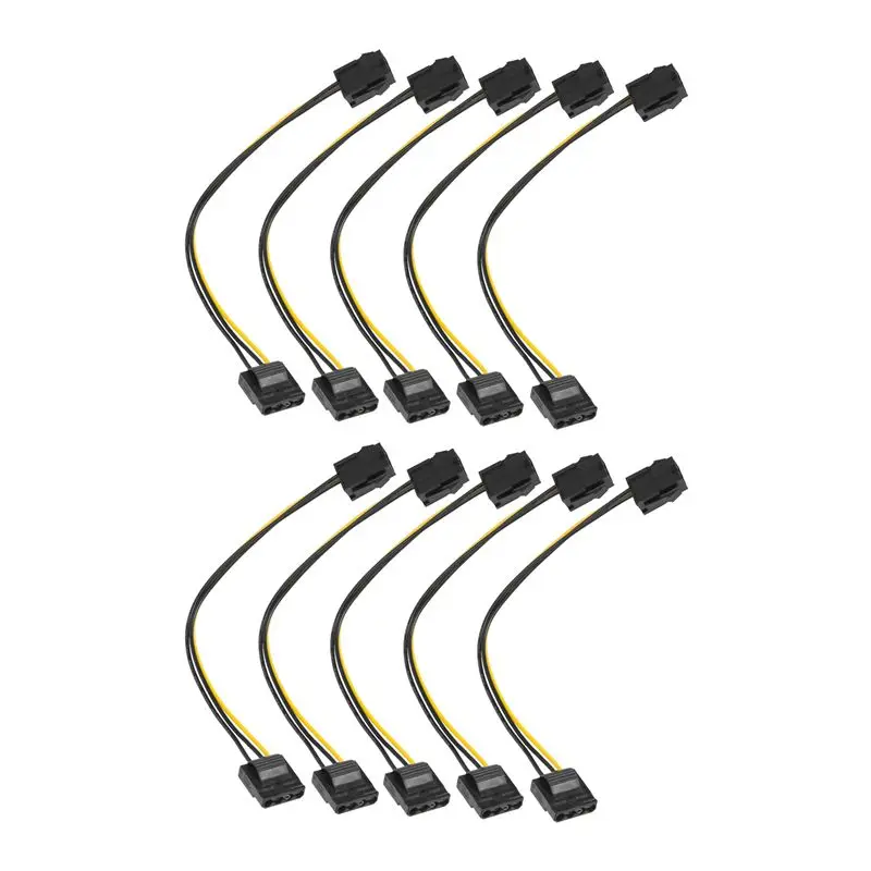 ABSL-10 Pcs Molex To PCI-E Power Adapter IDE 4Pin 4 Pin Female To 6 Pin Female 6Pin Graphics Video Card Converter Cable