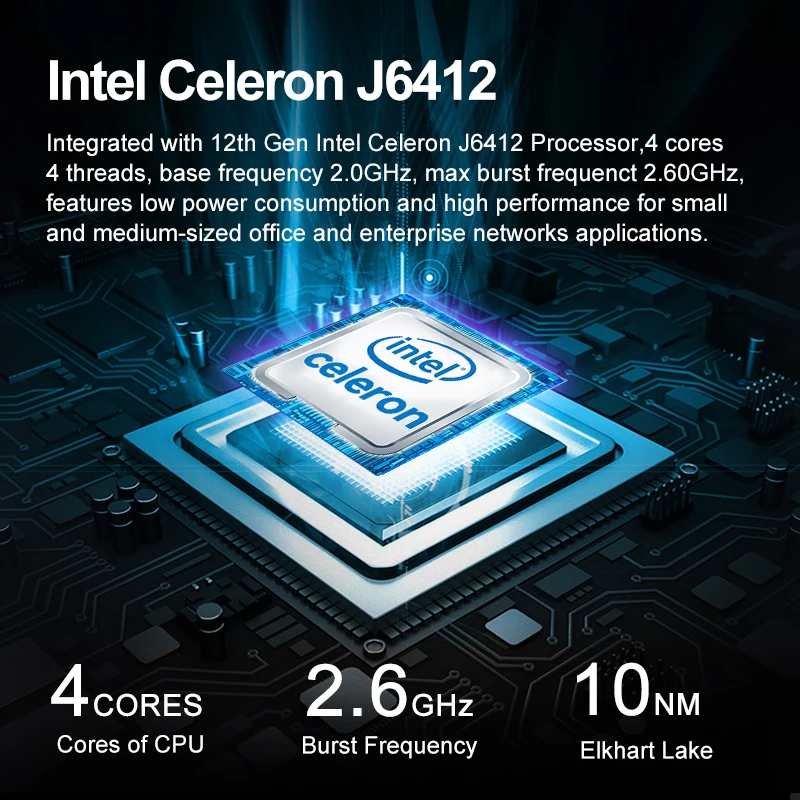 12th Gen Intel Celeron J6412 Mini PC 6x 2.5GbE LAN Intel i226V Network Card Support WiFi 4G LTE Windows 10 Linux Pfsense