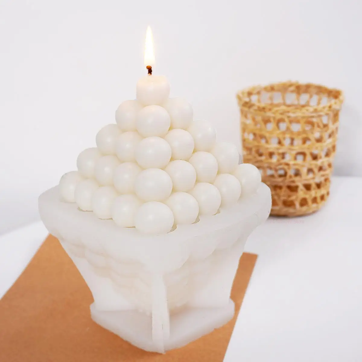 Non-Stick Bubble Cube Candle Silicone Mold Premium Pyramid Scented Candle Making Handmade Bubble Chocolate Dessert Baking Mold