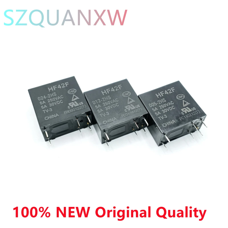 10PCS Relay HF42F-005 012 024-2HS 5V12V24VDC 5A 6pin