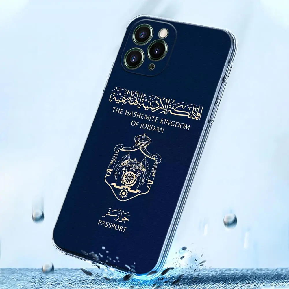 Jordan Passport Flag Map Clear Phone Case For iPhone 15 14 13 12 11 Pro Max Mini Cases iPhone 7 8 15 Plus XS Soft Silicone Cover