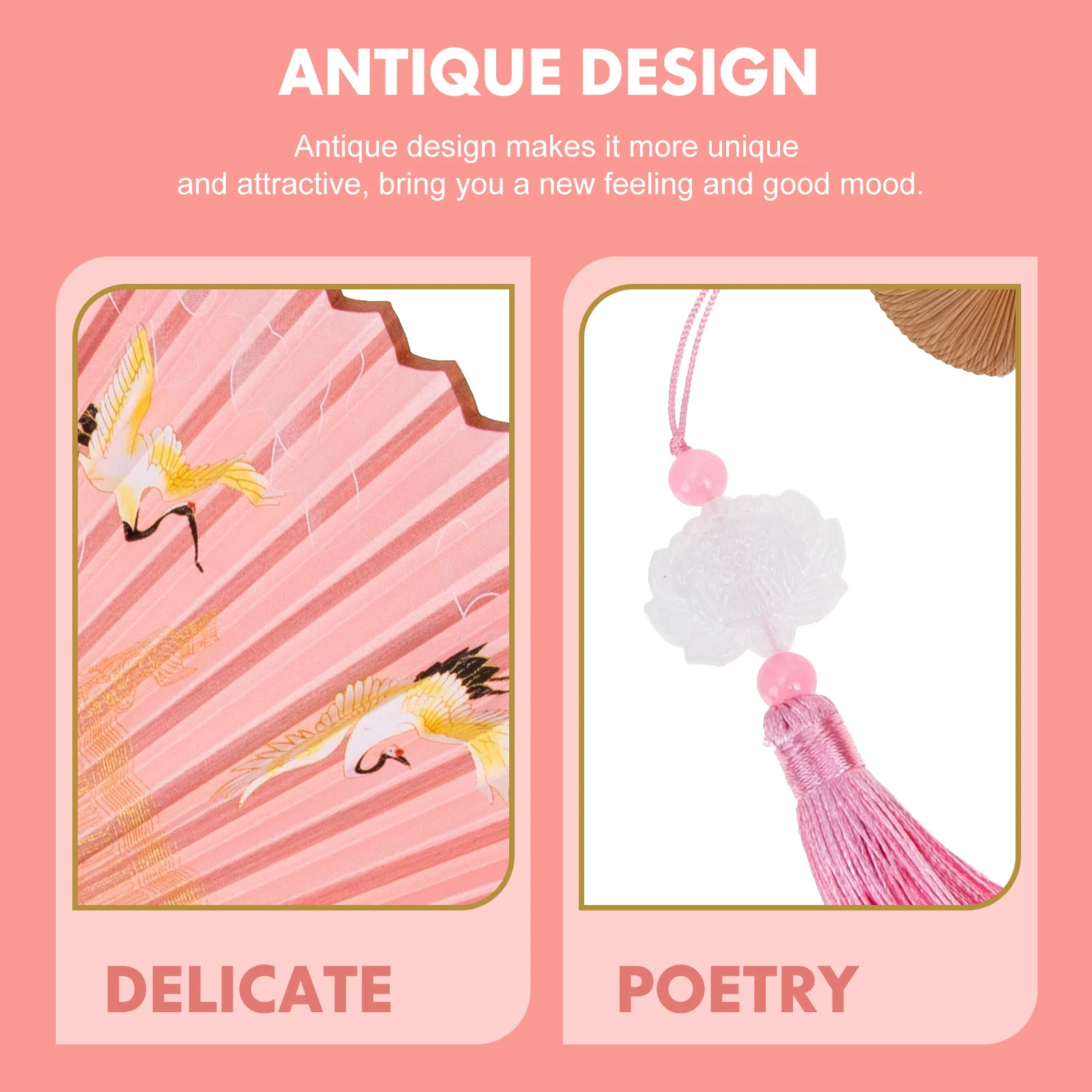 

Silk Folding Fan Retro Style Premium Bamboo and Silk Handmade Decorative Foldable Fan for Home Wall Adornment Chinese