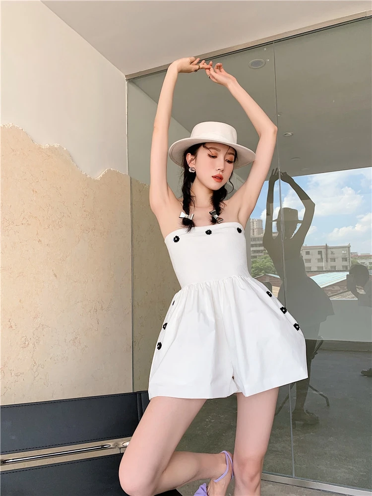 

Комбинезон Bla с широкими штанинами, летний новый модный комбинезон для похудения с высокой талией из хлопчатобумажной ткани Sweet Sle с высокой талией