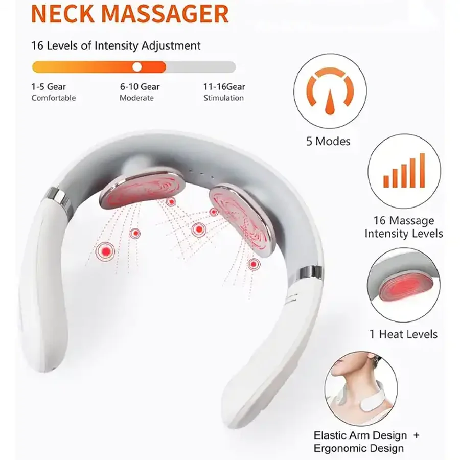 

Neck Massager with Heat, Cordless & Portable Neck Lymphatic Massager 4 Modes 3 Levels Heated Neck Massager Perfect Gifts