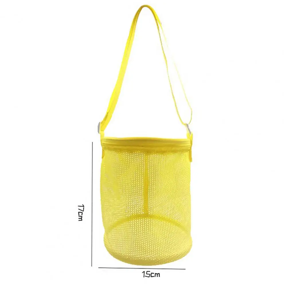 Child Beach Toys Bag Portable Adjustable Strap Large Capacity Foldable Outdoor Sand Toys Mesh Tote Pouch Beach Supplies