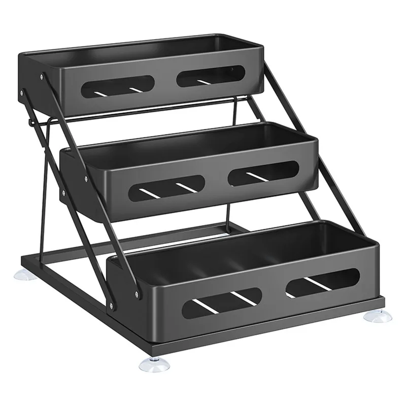 Kitchen Height Adjustable Spice Rack Snap On Seasoning Organizer Space Saving Storage Shelf for Cabinet Countertop