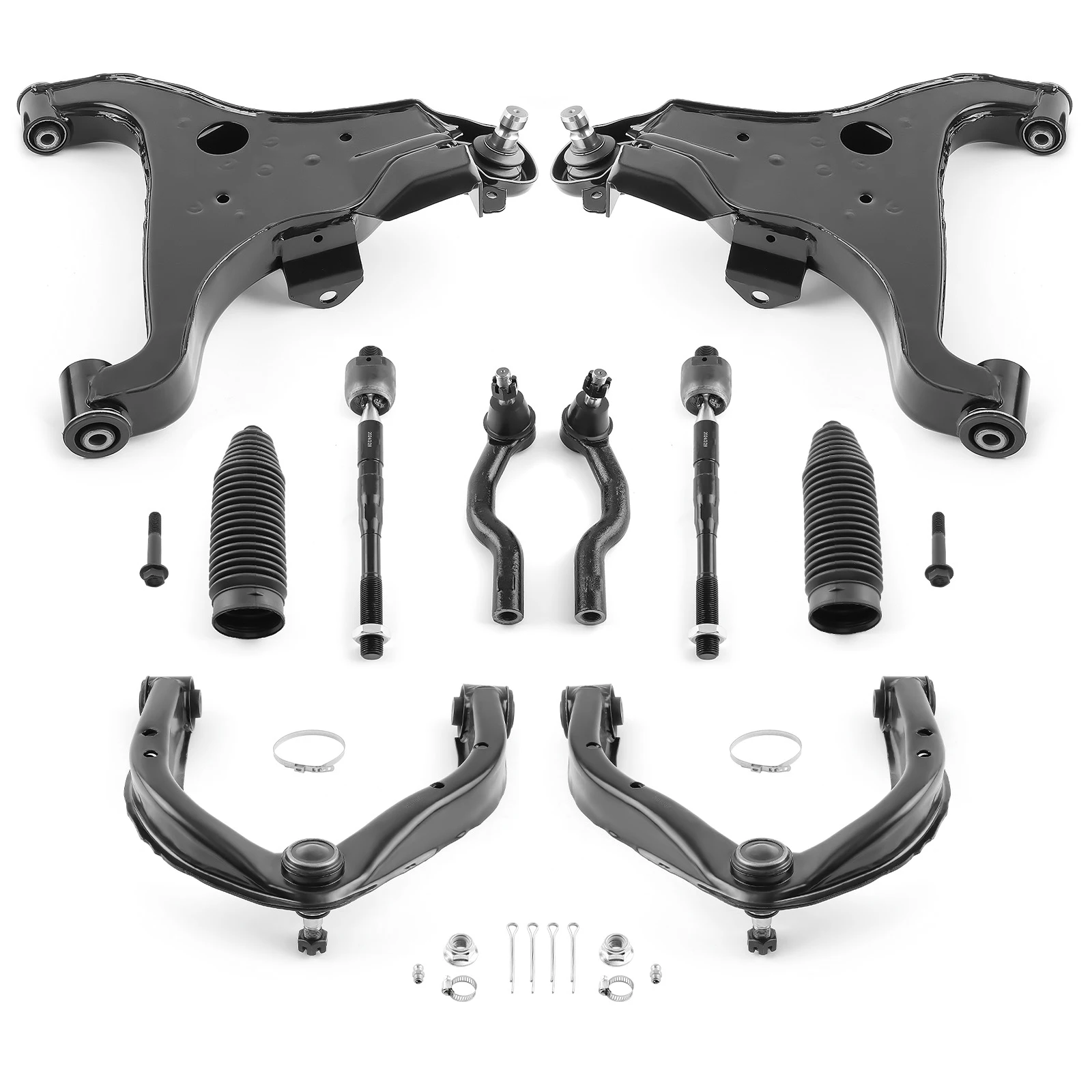 

Front Upper Lower Control Arms + Tie Rod End For Nissan Armada Titan 2004-2015