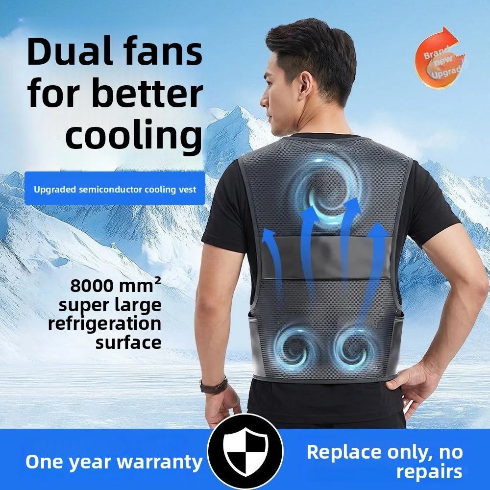 Semiconductor Cooling Fan Clothing Heatstroke Cooling Typec Rechargeable with Fan Vest Outdoor Refreshing