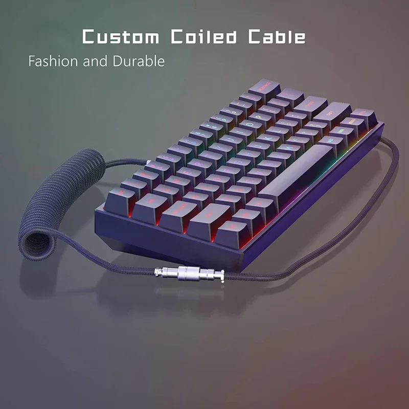 Tipo c 3m teclado mecânico cabo enrolado usb teclado fio teclado mecânico aviador desktop computador conector de aviação