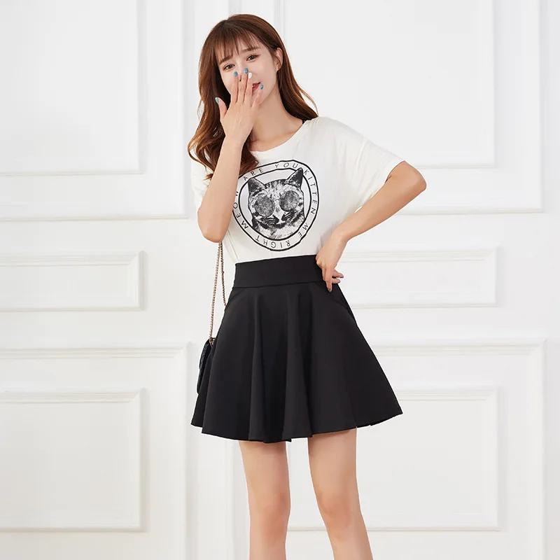 New Black Pocket Shorts Skirt Women's Basic Safety Pants Skirts School Flared Casual Mini Skater Medium Pleated Plus Size 4XL