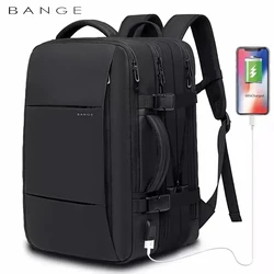 BANGE-Mochila de Viagem USB Expansível para Homens, Bolsa de Negócios Impermeável, Grande Capacidade, 17.3 Laptop, Escola