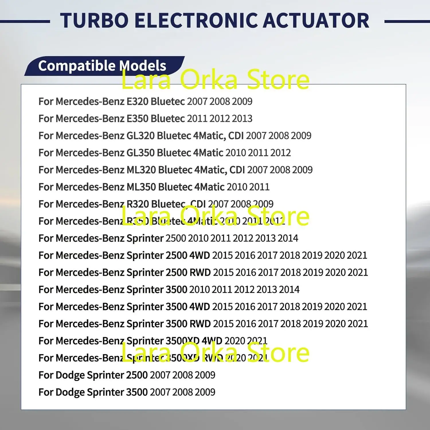 7773185002SA Turbo Electronic Actuator Compatible with Mercedes-Benz E320 E350 GL350 ML320 ML350 Sprinter 2500 3500XD 2007-2021