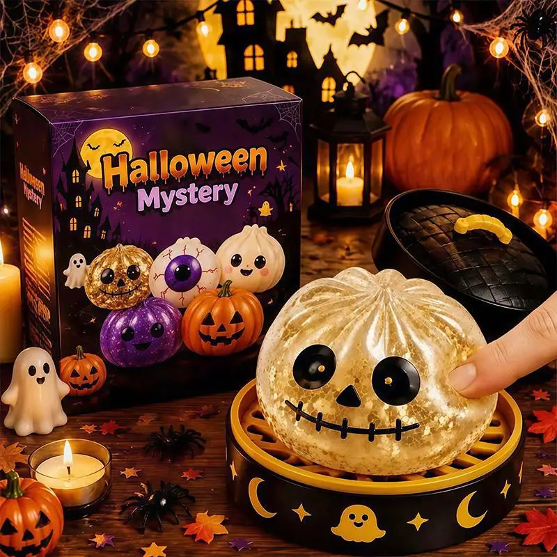 Soft Slow Rebound Halloween Steamed Stuffed Bun Squeeze Toy Stress Relief Toy for Kids Halloween Treats