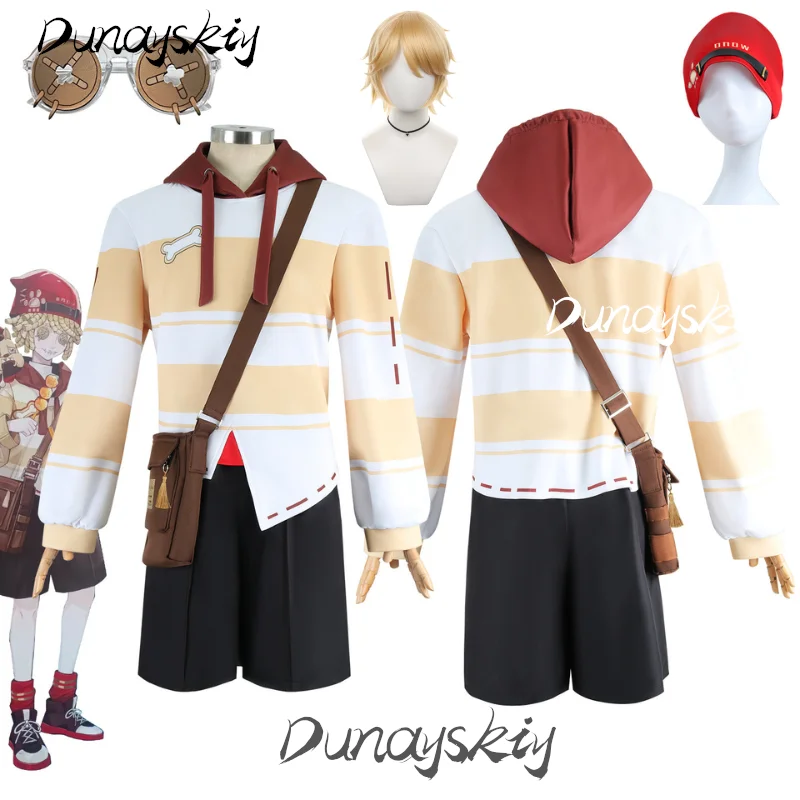 Identity V Postman Victor Grantz Cosplay Event Costume Set Gold Hair Wig Sling Bag Glasses Hat Games Roleplay Costumized Outfit