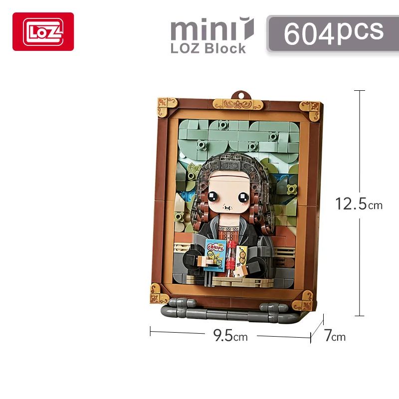 LOZ-1286 Welt Niedliches Gemälde Schrei Ente Mona Lisa 3D Wanddekoration hängendes Bild Mädchen Bausteinspielzeug