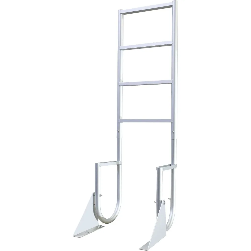 Heavy-Duty Flip-Up Dock Ladder: 4-Step, 21 Step Width, 49.5 Below Deck, Round Tube Frame
