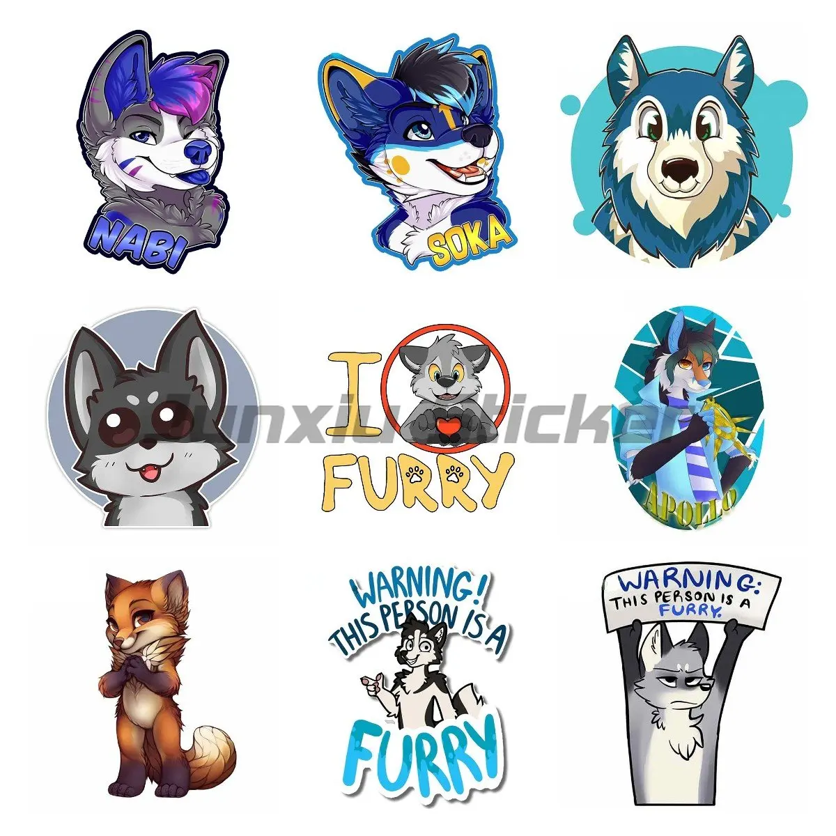 

Anime Warning Furry Wolf Fine Decal Personality Waterproof Car Stickers for RV Vinyl Car Decor