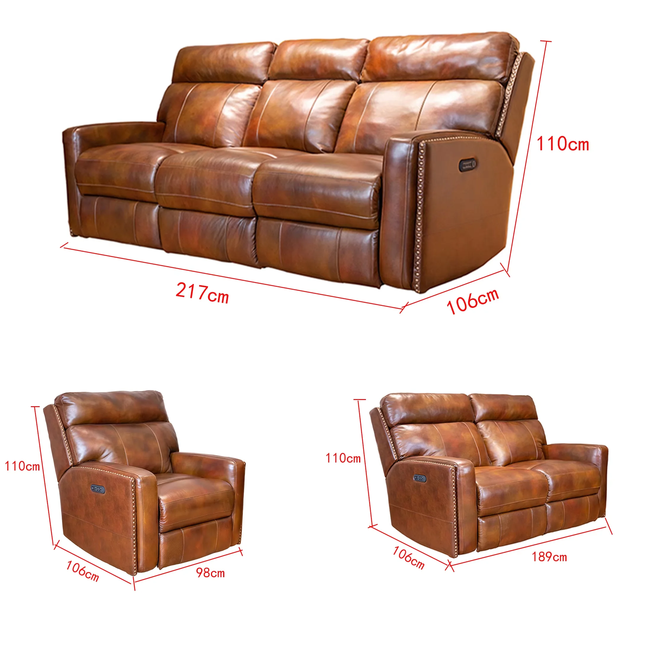 

Современный ретро-комплект мебели для гостиной: кожаный электрический диван-реклайнер 3+2+1