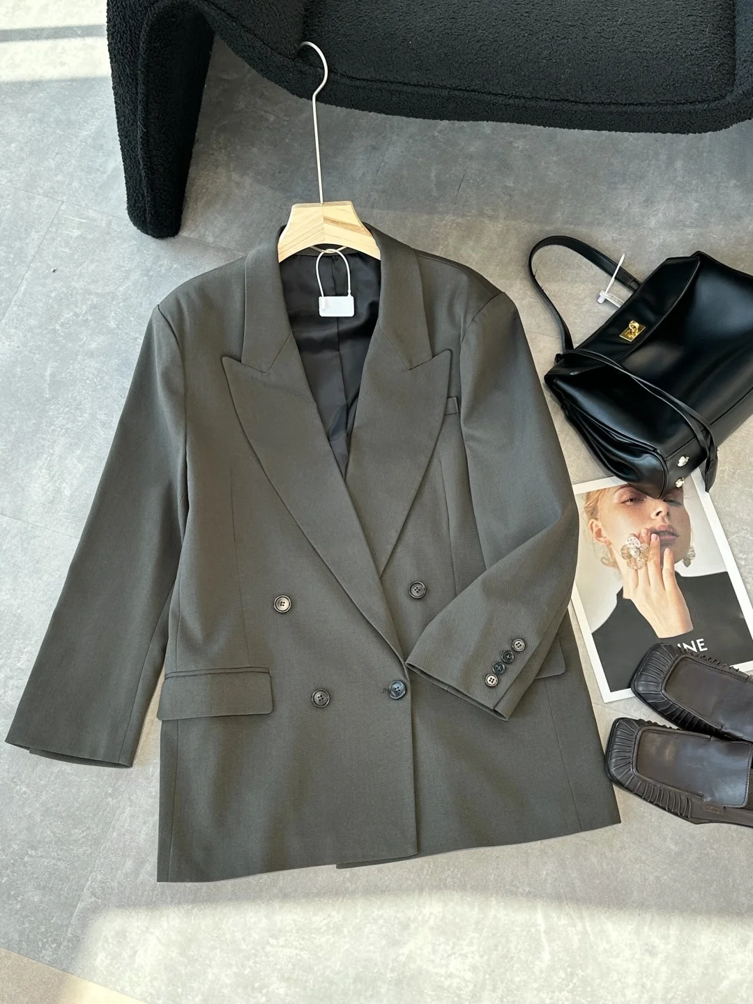 

Женский шерстяной двубортный пиджак с подплечниками Ele: роскошный, модный, повседневный, деловой, YL Lady Top