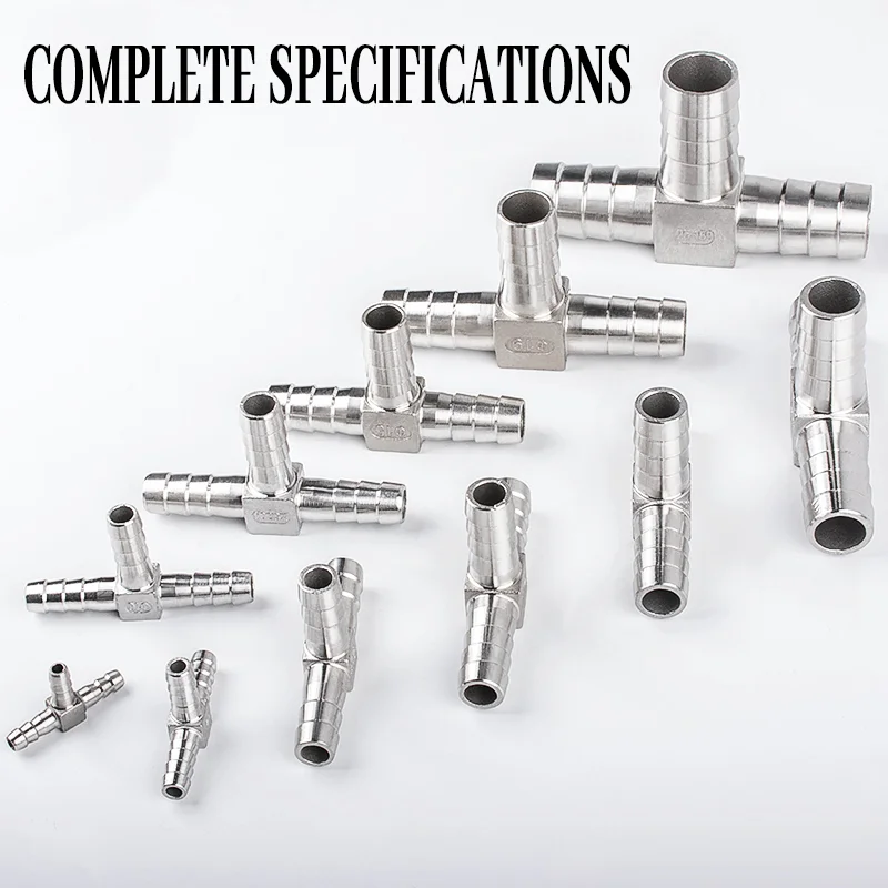 T6 Hose Barb 304 Stainless Steel Hose Tail Barb Connectors 6mm T Type Pagoda Tail Barb Connector