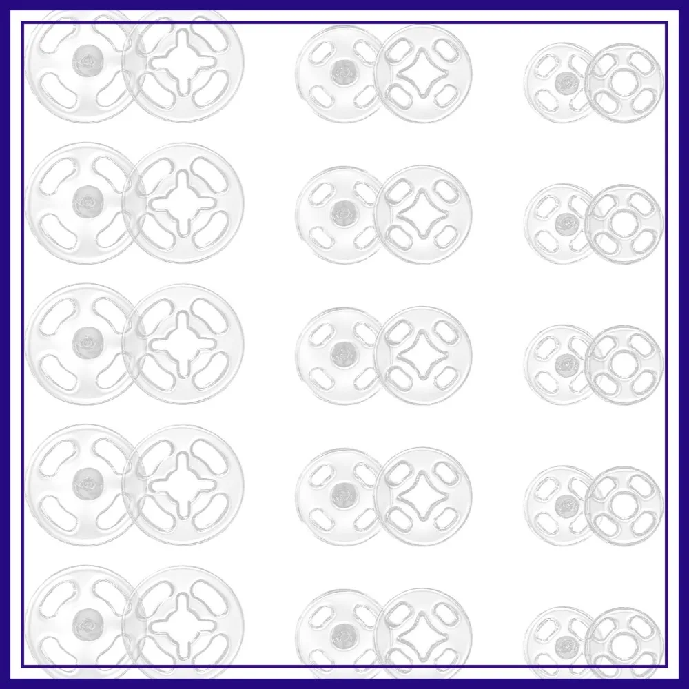 

36 Sets Sew-on Snap Buttons, 3 Sizes Invisible Press Fasteners for Shirts Sewing DIY
