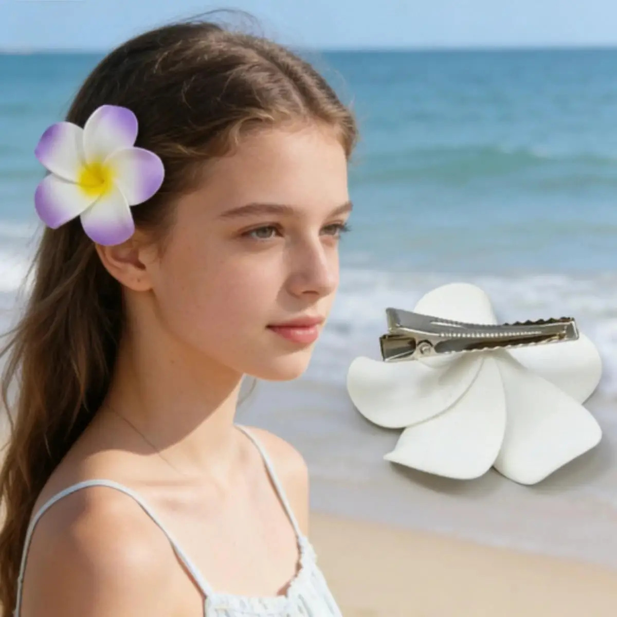 Plumeria Flower Hair Clips Tropical Hawaiian Colorful Beach Vacation Accessories Gift for Women Summer Travel