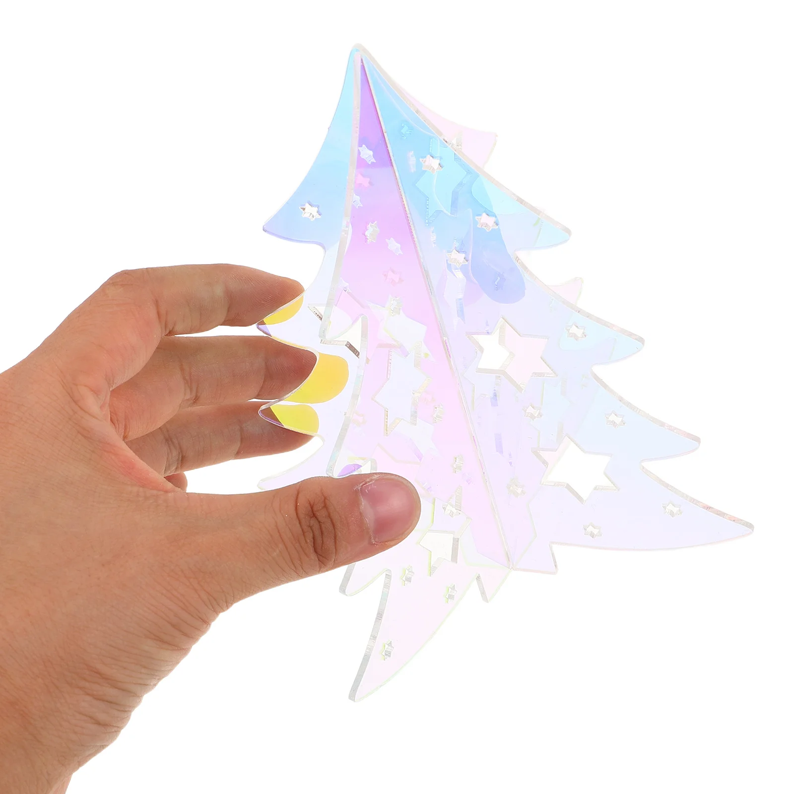 

8Pcs Acrylic Christmas Tree Iridescent Mirror Effect Table Centerpieces for Tiered Tray Fireplace Office Holiday