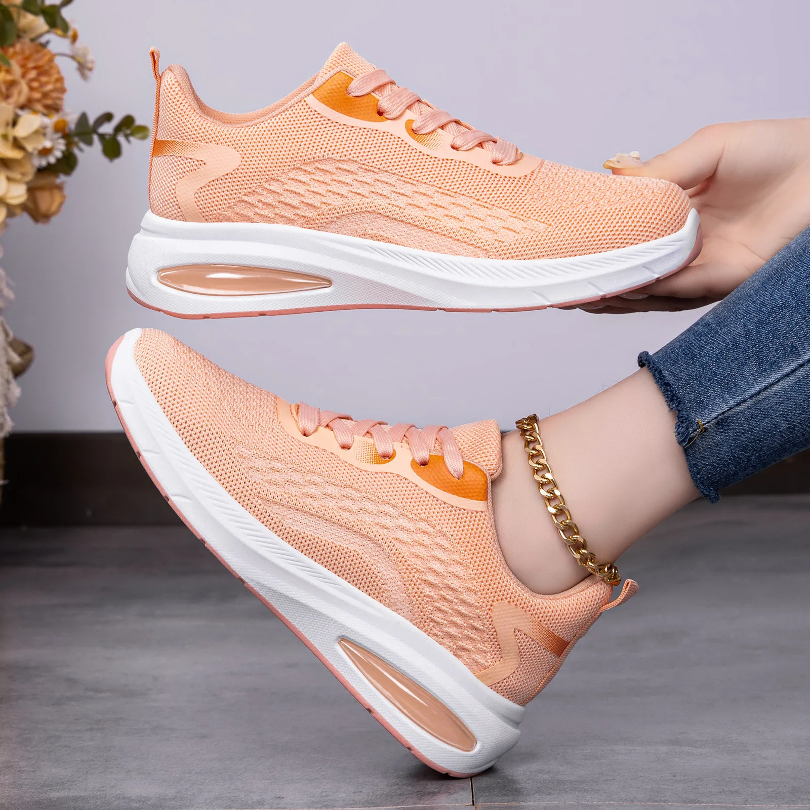 

Women's shoes, outdoor casual shoes, lightweight sports shoes, fly-knit breathable and comfortable single shoes, mesh shoes