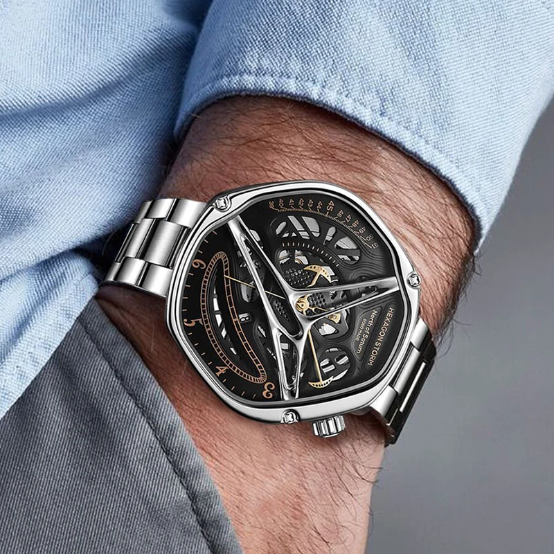 

EOEO Fashion Quartz Wristwatches Luxury Business Watch For Men Stainless Steel Mechanical Watches Automatic Waterproof Watch