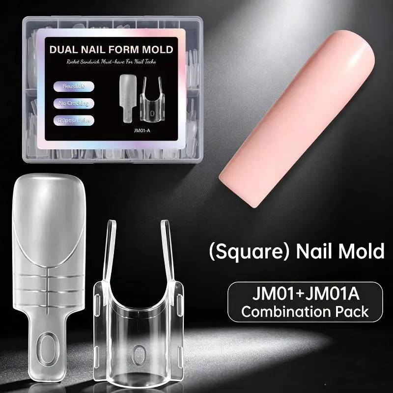 120 Stück, doppelter Nagelform-Satz, Sandwich-Nagelform für Nagelverlängerungen, verschiedene Formen, wiederverwendbare, transparente Nagelformen für den Salon, für den Heimgebrauch und für DIY-Maniküre. – Detail 3