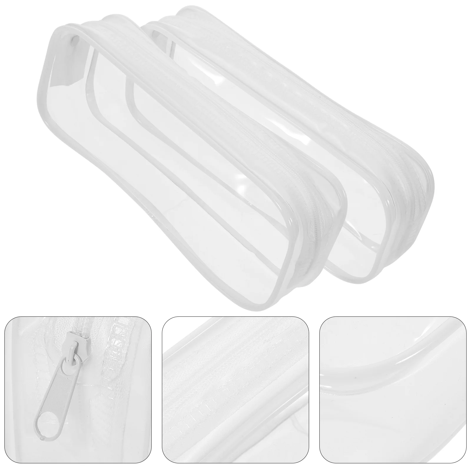 

2 Pcs Transparent Pencil Case Multi-function Bag Organizer Students Large Storage Children
