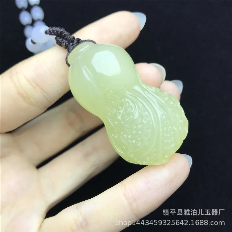 Silk Cabbage , Natural Jade Handmade Fortune Pendant, Sweater Chain