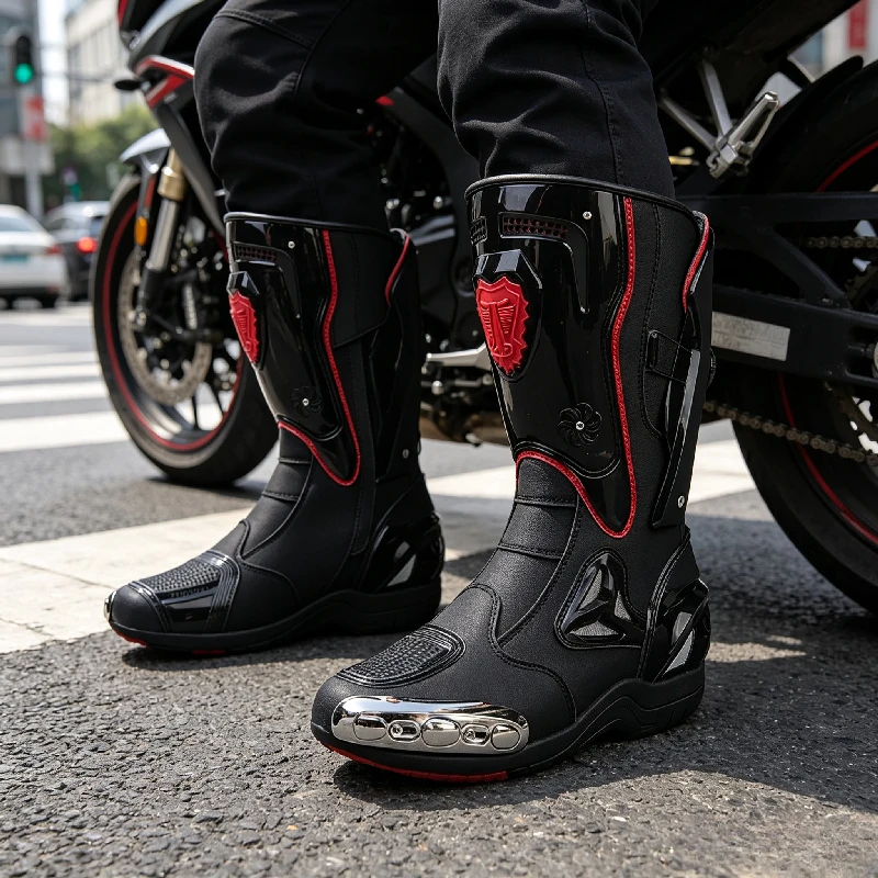 JG.WOLVES Man Waterproof Motorcycle Boots Motorcycle Shoes Anti-Fall Riding Boots Trainer Boots for Motor Botas Moto Hombre