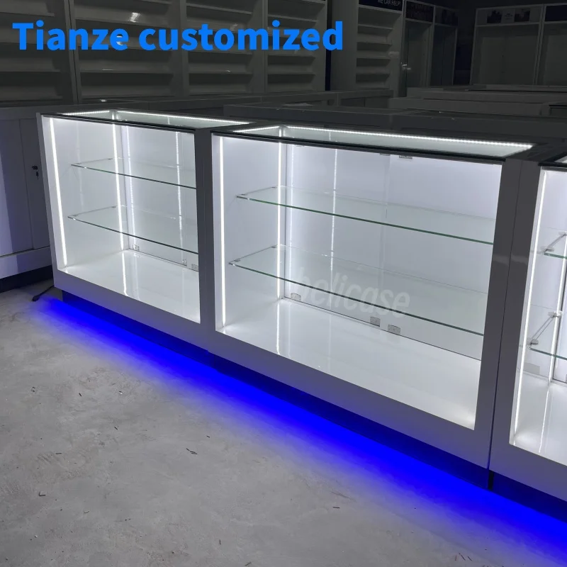 (customized)Unique Design Smoke Shops Supplies Dispensary Display Counter Glass Display Cabinet Retail Store Showcase Smoke