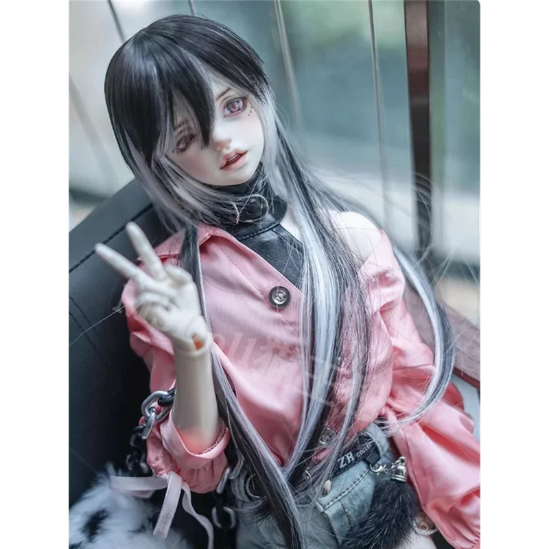 Parrucche per bambole BJD Capelli lunghi per 1/3 1/4 1/6 MSD MDD YOSD Accessori per capelli Parrucca sfumata per bambola nera (senza bambola)