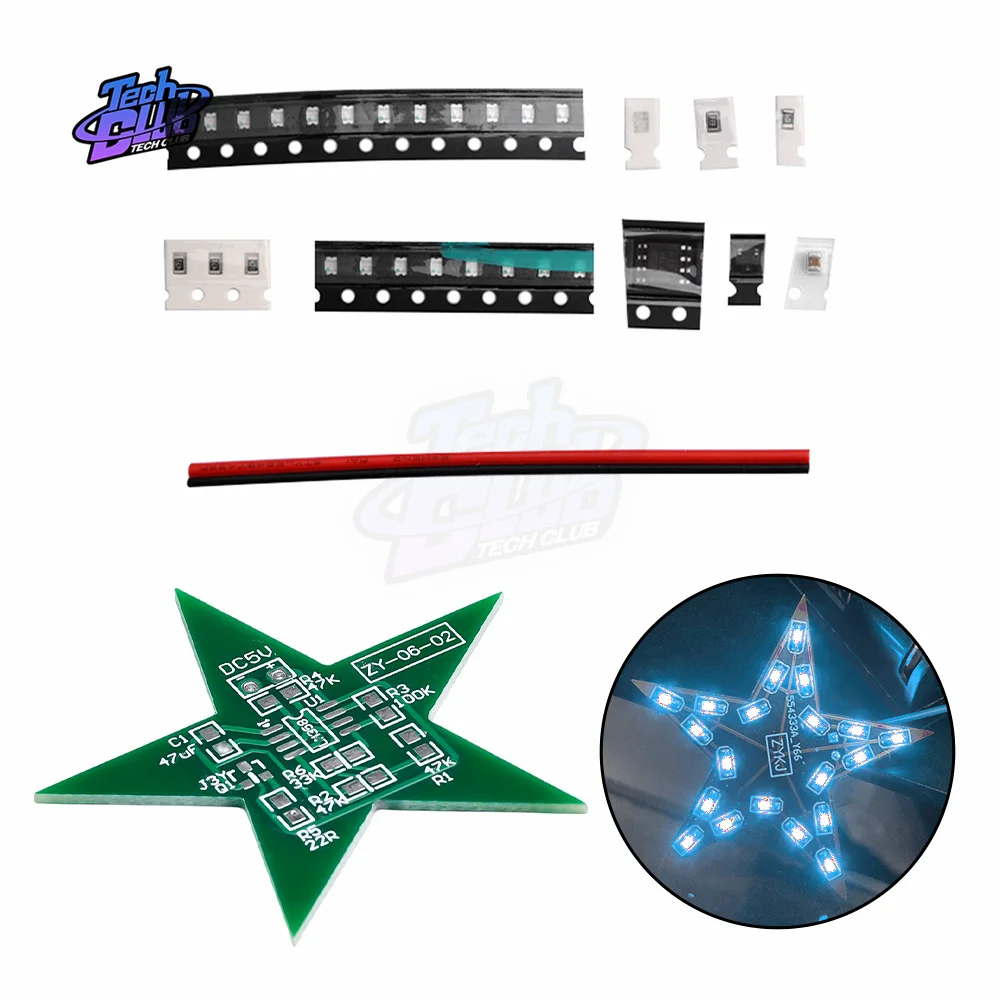 Modulo Led studenti formazione Kit fai da te stella a cinque punte luce di respirazione luce a LED sfumata per l'allenamento di saldatura di natale
