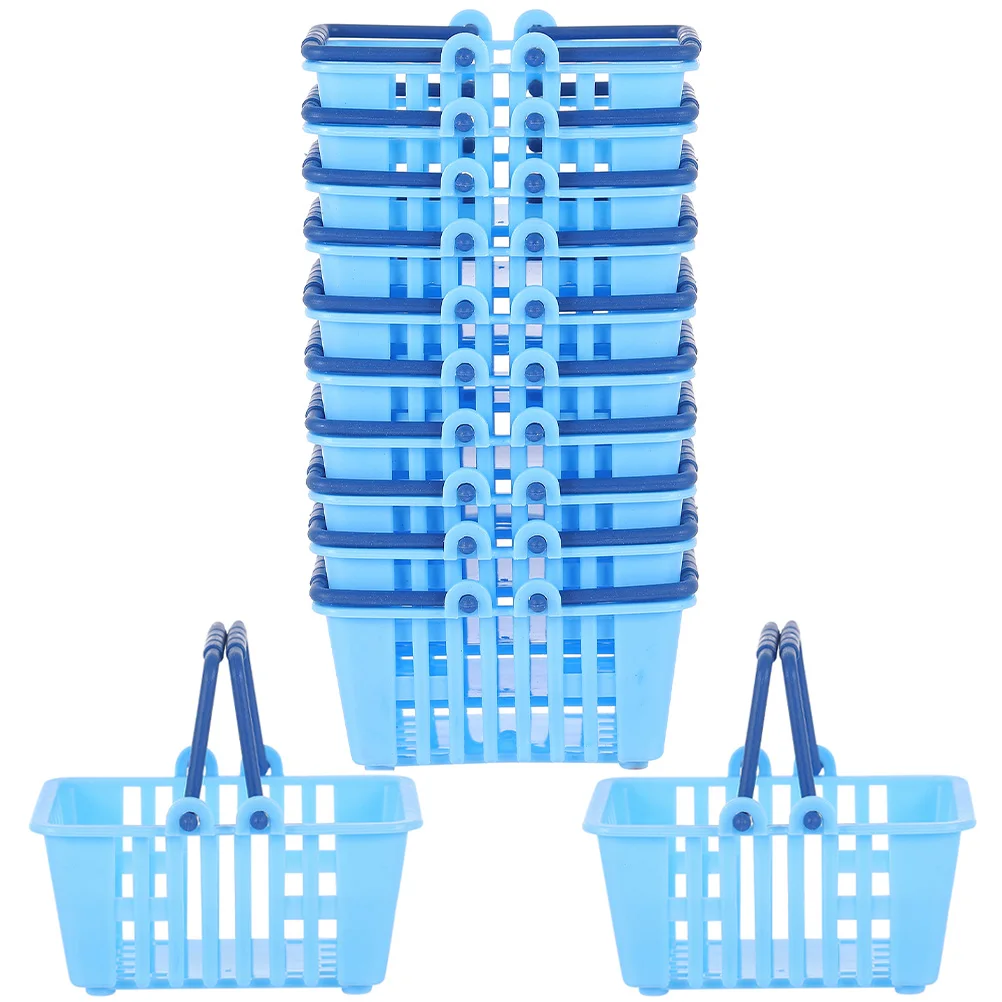 Cestino della spesa per bambini Giocattolo 12 pezzi Set di giochi di finzione in plastica in miniatura Mini cestino per mobili per case delle bambole per giochi di ruolo del supermercato