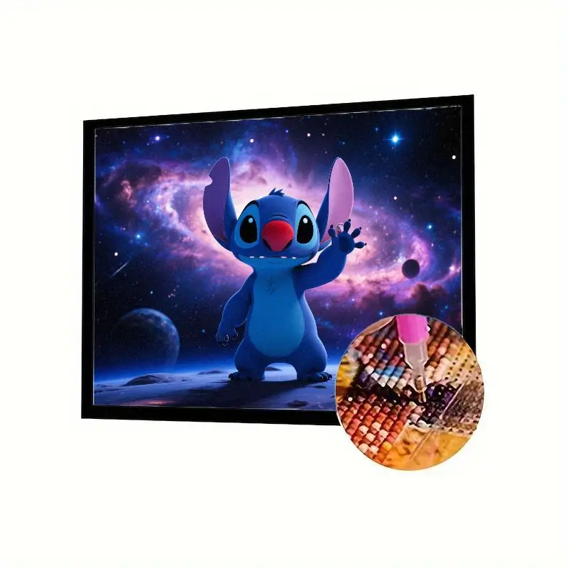

1 комплект алмазной живописи Stitch - Cute Lilo & Stitch Alien in Galaxy Space Cosmos Theme, 5D Full Drill Round Diamond Art для E
