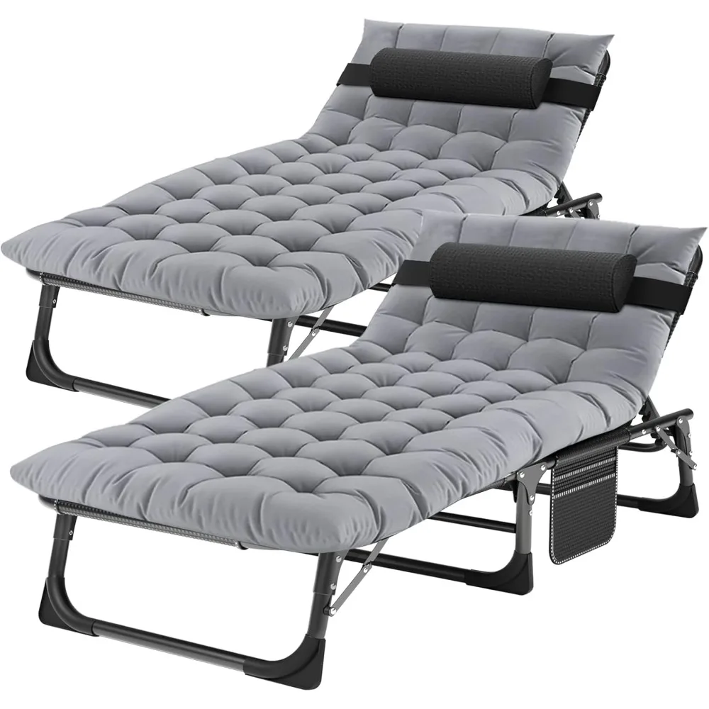 

5 Positions Camping Cots for Adults,Outdoor Folding Sleeping Cot/Mat,Folding Chaise Lounge Chair with Pillow,Portable Reclining