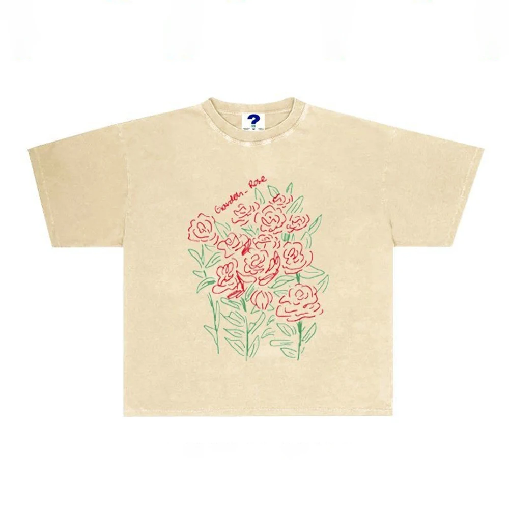 

Summer Men's Y2k Graphic Short-Sleeved T-Shirt American Vintage Fashion Trend Street Loose Breathable Niche New Men's Tops