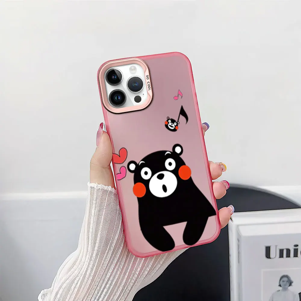 Cute Kumamon Bear Phone Case for iPhone 12 11 13 14 15 16 Pro Plus IMD Plating Cover