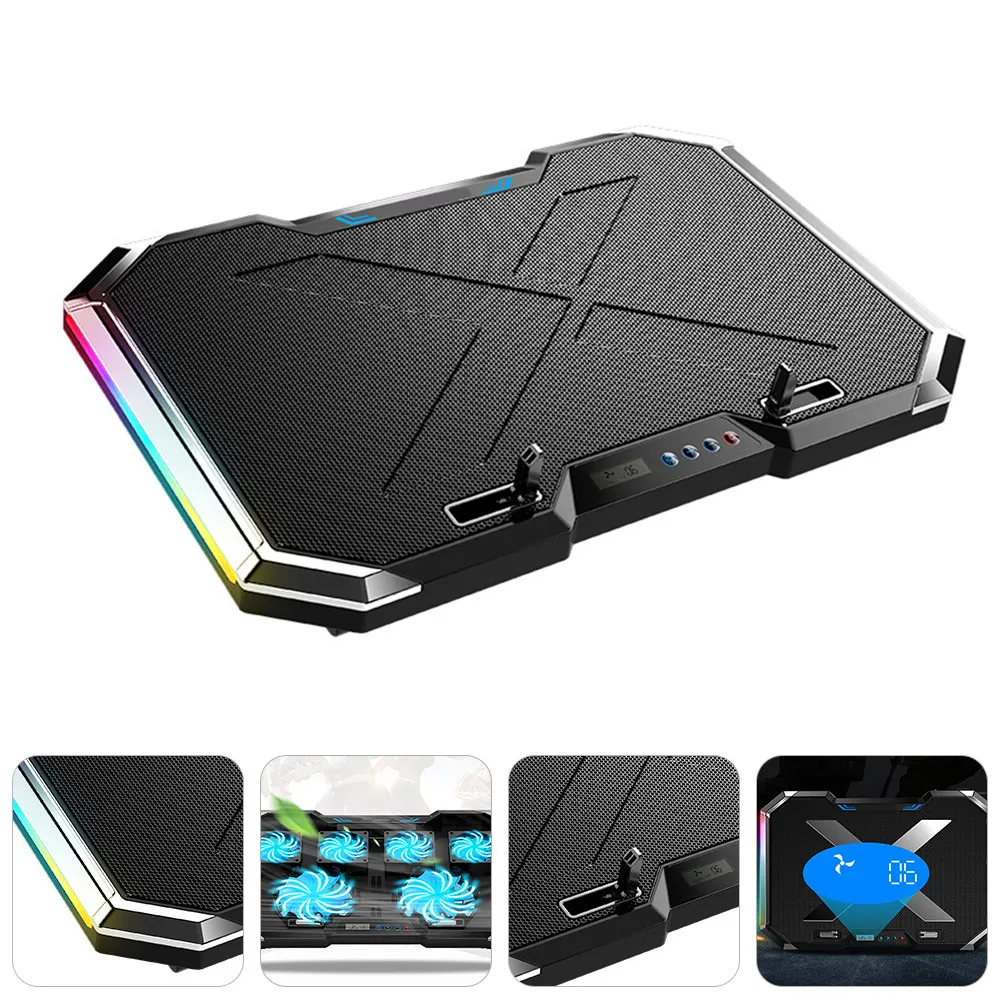 

Rgb LED Laptop Cooler Cooling Pad Adjustable 7-Gear Laptop Stand Large Fan Quiet Cooling Pad for Inch Gaming Ventilated