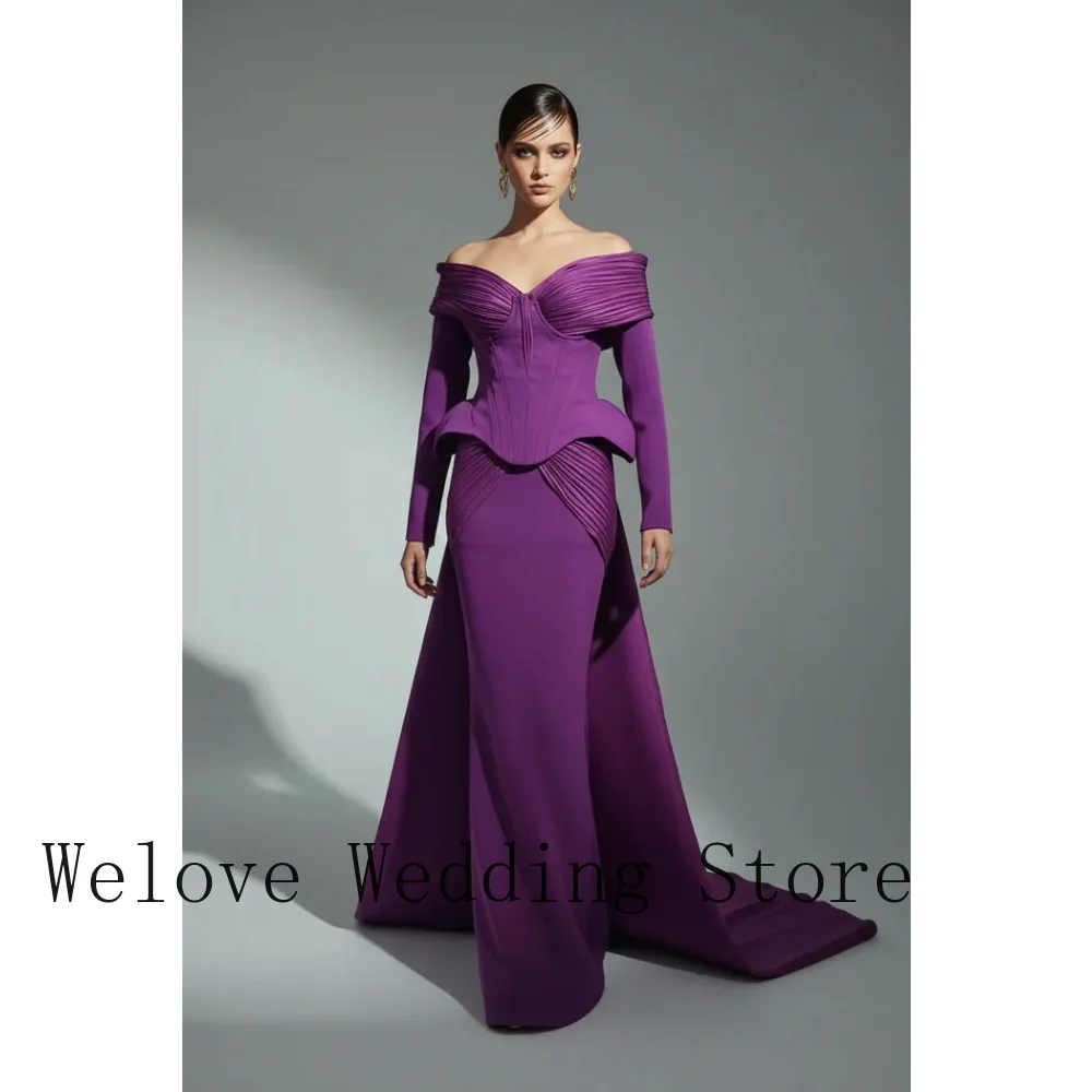 

Customized Crepe Evening Dresses off the Shoulder Pleat A-line Elegant the Floor-Length High Quality 2026 for Formal Party Dress