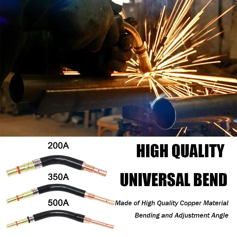 Arc Welding Torch Elbow 200A/350A/500A Copper Brass Gas Size Accessories Welding Torch 3 Shielded M2S4