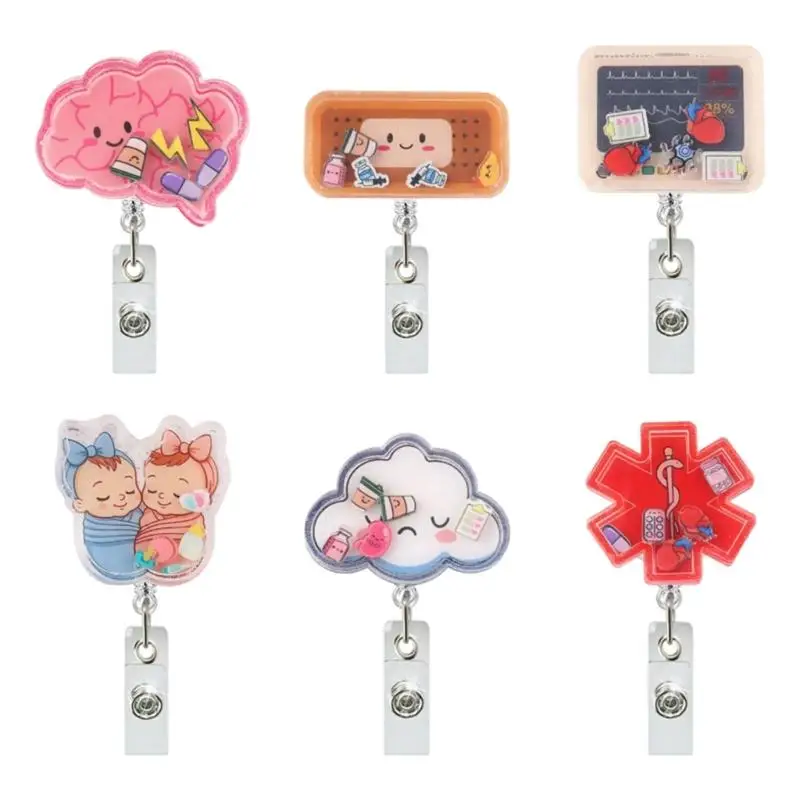 31BA Customizable Retractable Badge Reels Clip with Acrylic Face Panel, Clear Strap, and Transparent Clip for Workplace Badges