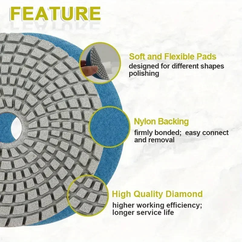 3pcs 4 polegadas/100mm almofada de polimento de esmeril grão # 50- # 3000 usado para polimento e renovação de concreto e pedra de mármore de granito